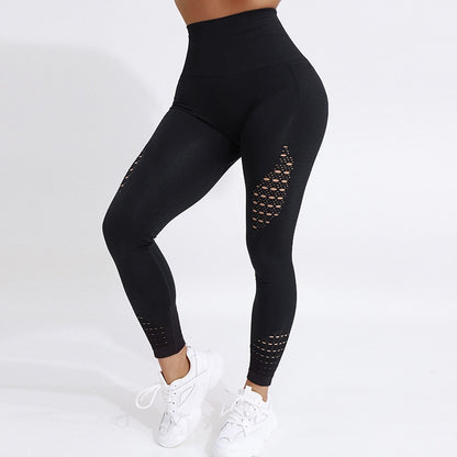 Women High Waist Hollow Yoga Leggings Seamless