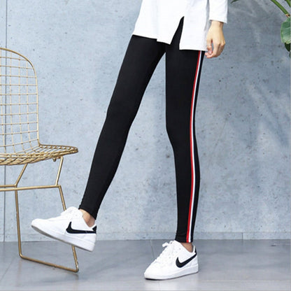 Quality Cotton Leggings Side Stripes Women Casual