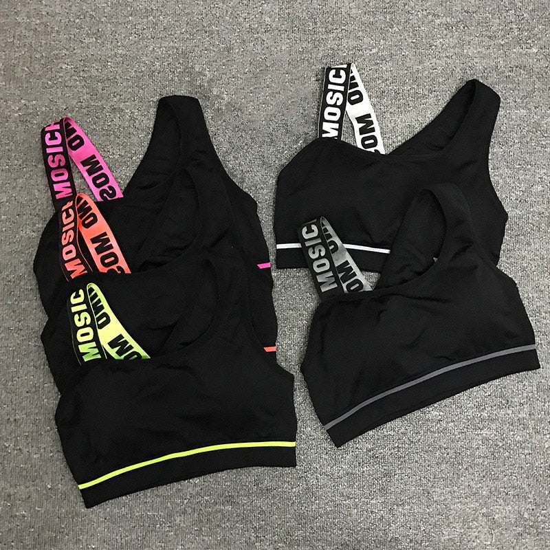 New Letter Cut Out Sports Bra Women Fitness Yoga