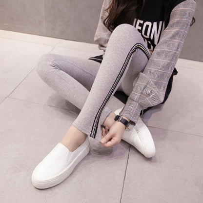 Quality Cotton Leggings Side Stripes Women Casual