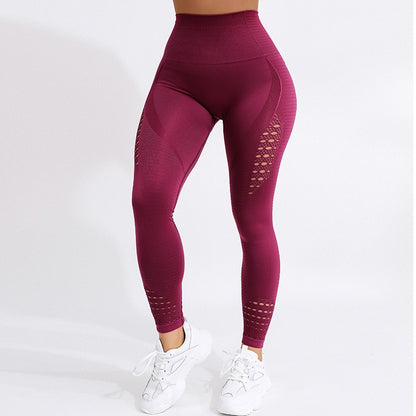 Women High Waist Hollow Yoga Leggings Seamless