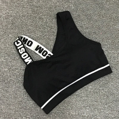 New Letter Cut Out Sports Bra Women Fitness Yoga