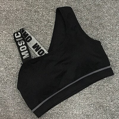 New Letter Cut Out Sports Bra Women Fitness Yoga