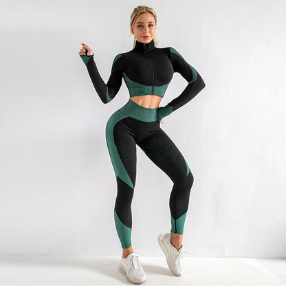 Women Seamless Yoga Sets Women Zipper Tracksuit