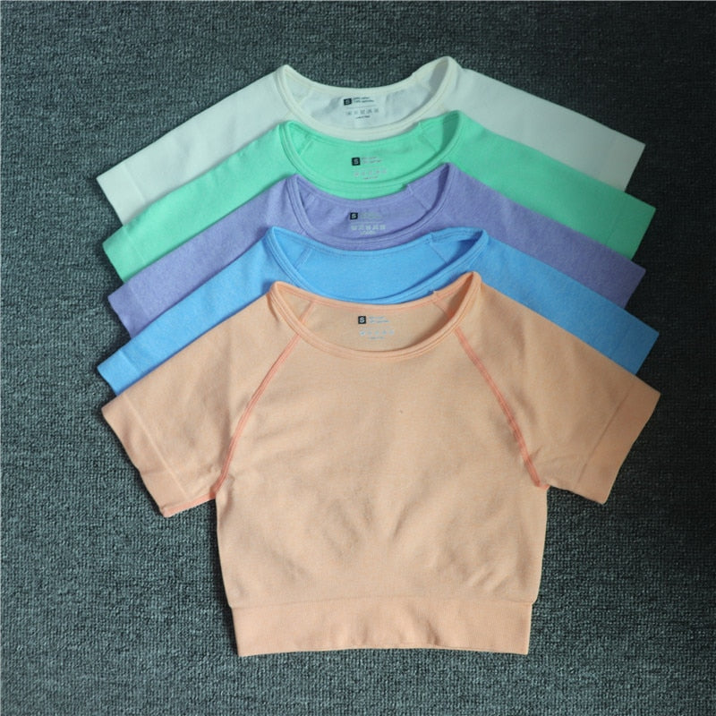 Yoga Shirts Short Sleeve Solid Color Vital Seamless