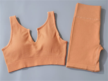 Ribbing Seamless Sport Set Women Two Piece