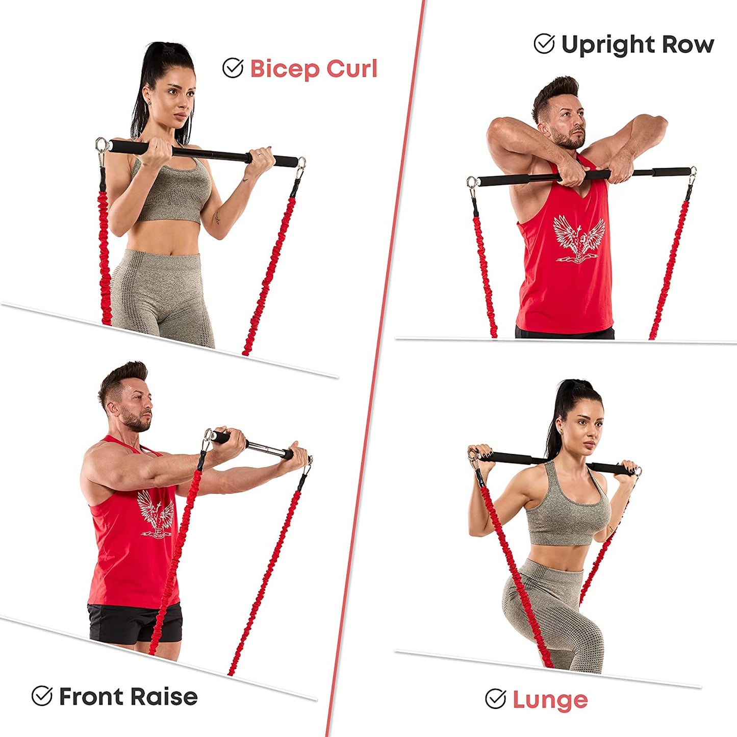 Workout Bar Fits All Resistance Bands with Clip