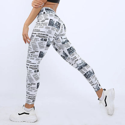 Newspaper Women Seamless Yoga Pants Push Up