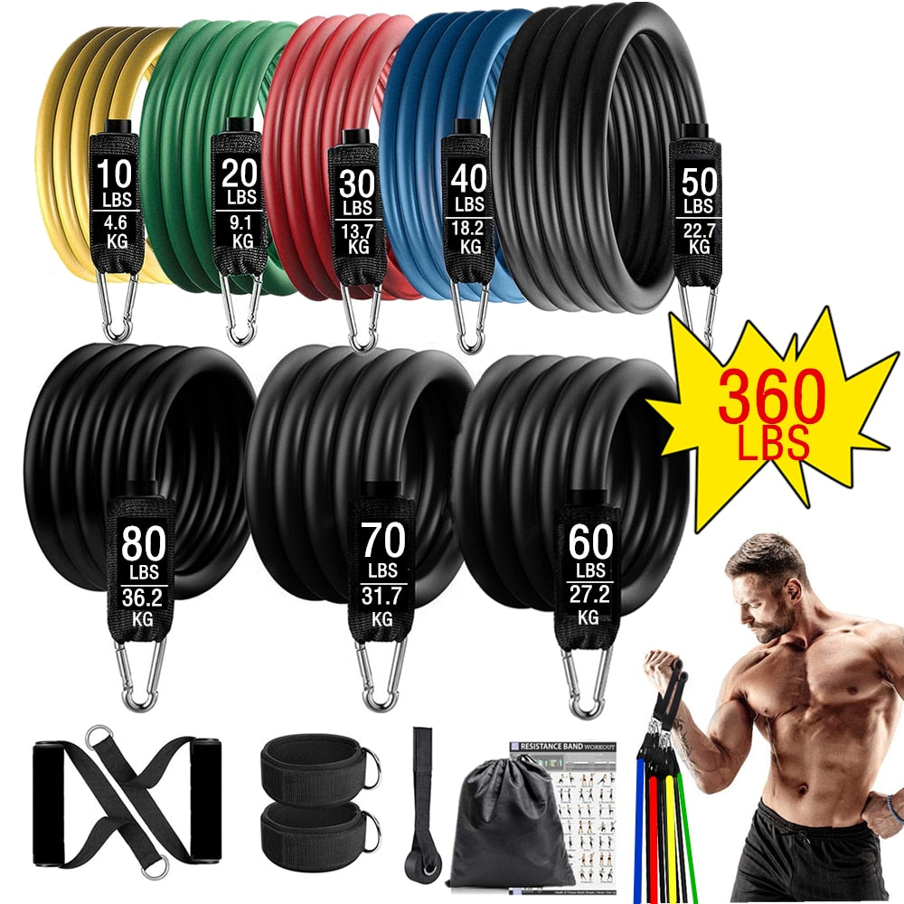 Fitness Exercises Resistance Bands Set Elastic