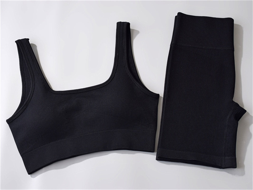 Ribbing Seamless Sport Set Women Two Piece