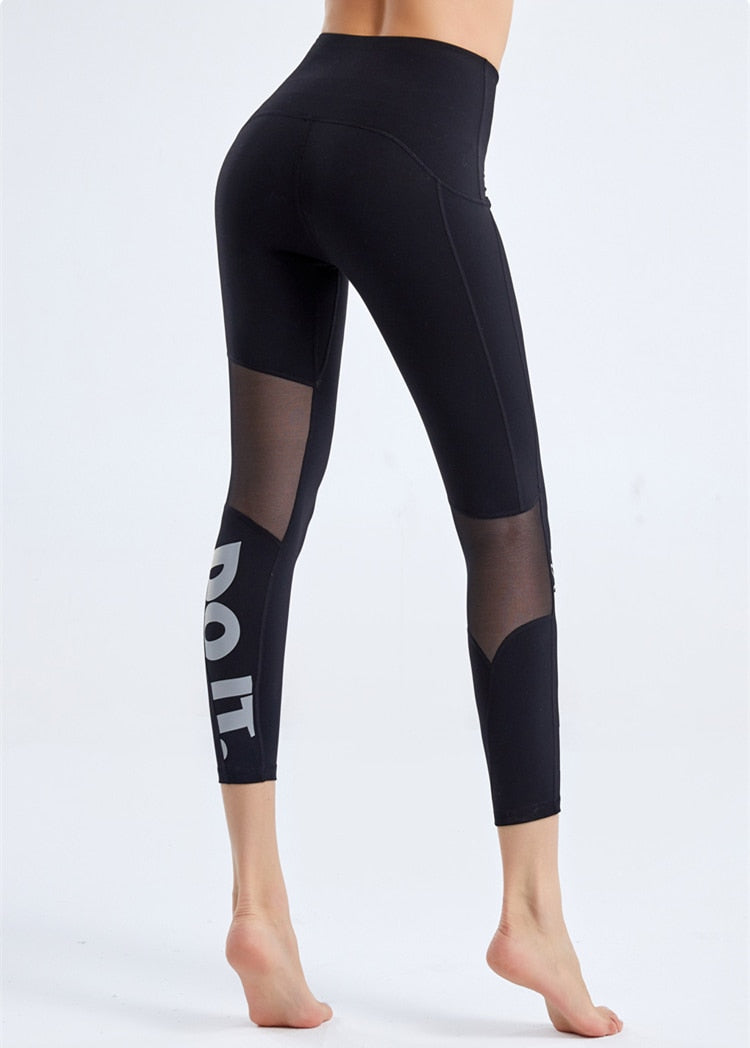 Summer New Tight Yoga Pants Female Mesh Stitching