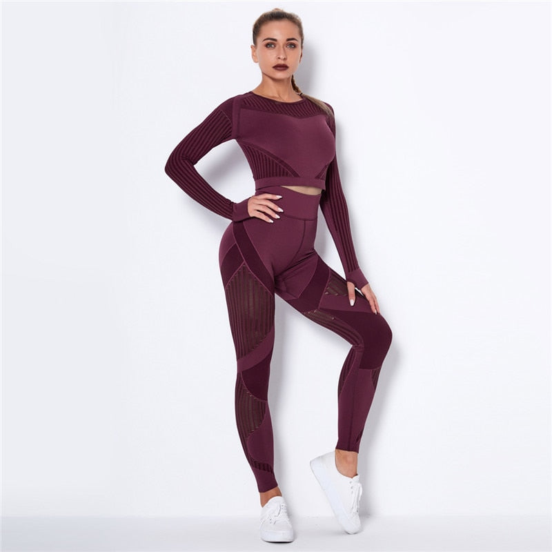 Hollow Out Seamless Yoga Set Sport Outfits Women