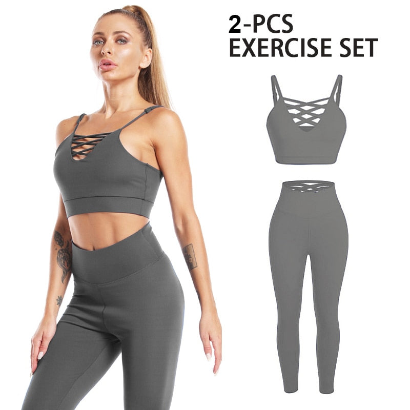 Set Women Seamless Yoga Set Sport Suit Tracksuit