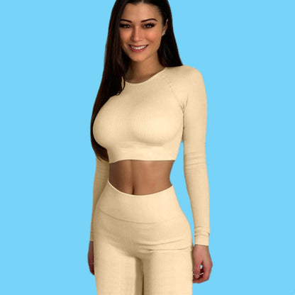 Ribbing Seamless Sport Set Women Two Piece