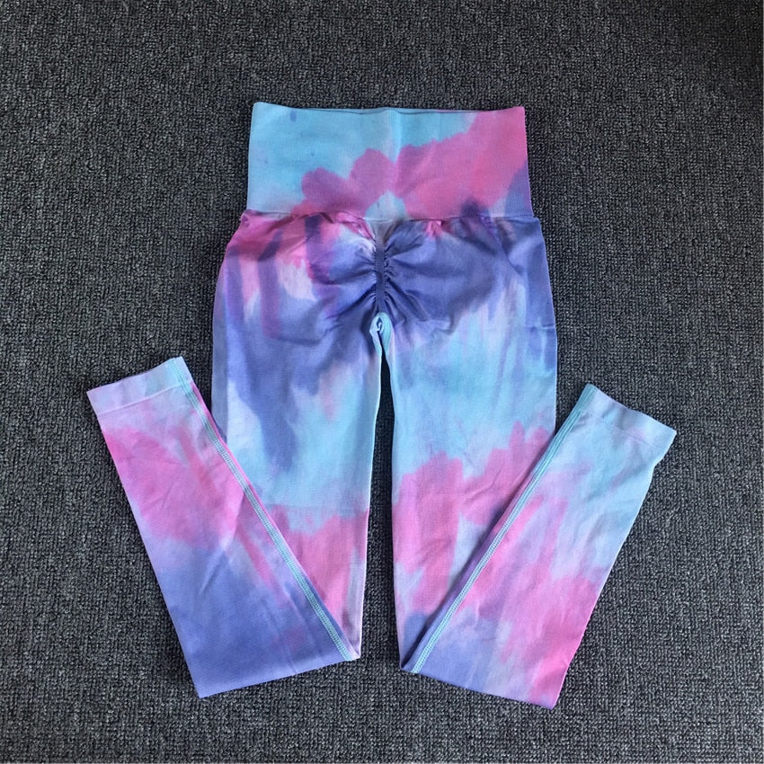 Women Tie Dye Sportswear Yoga Set, Workout Leggings