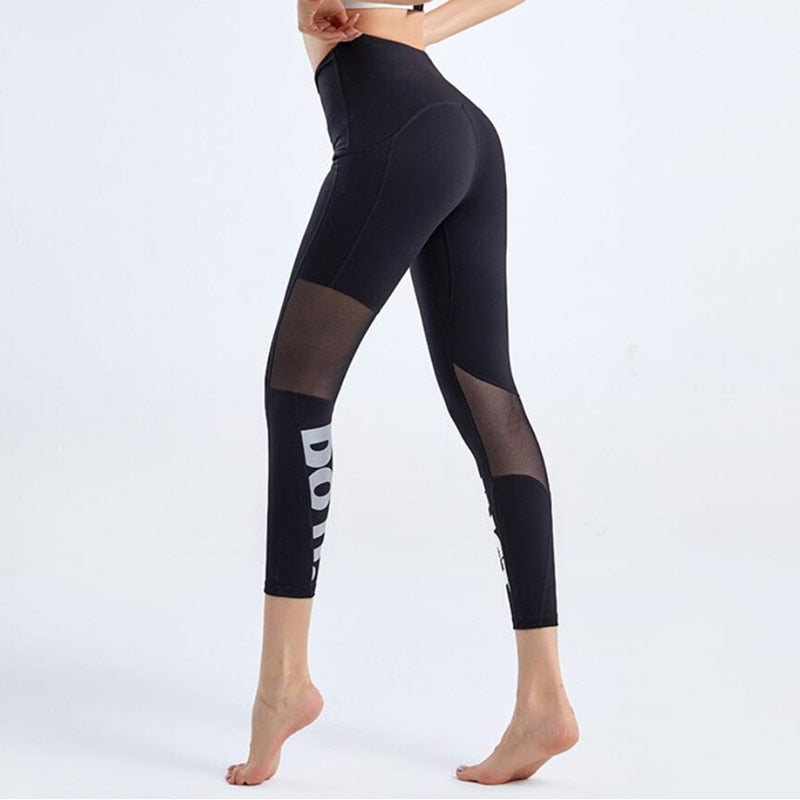 Summer New Tight Yoga Pants Female Mesh Stitching