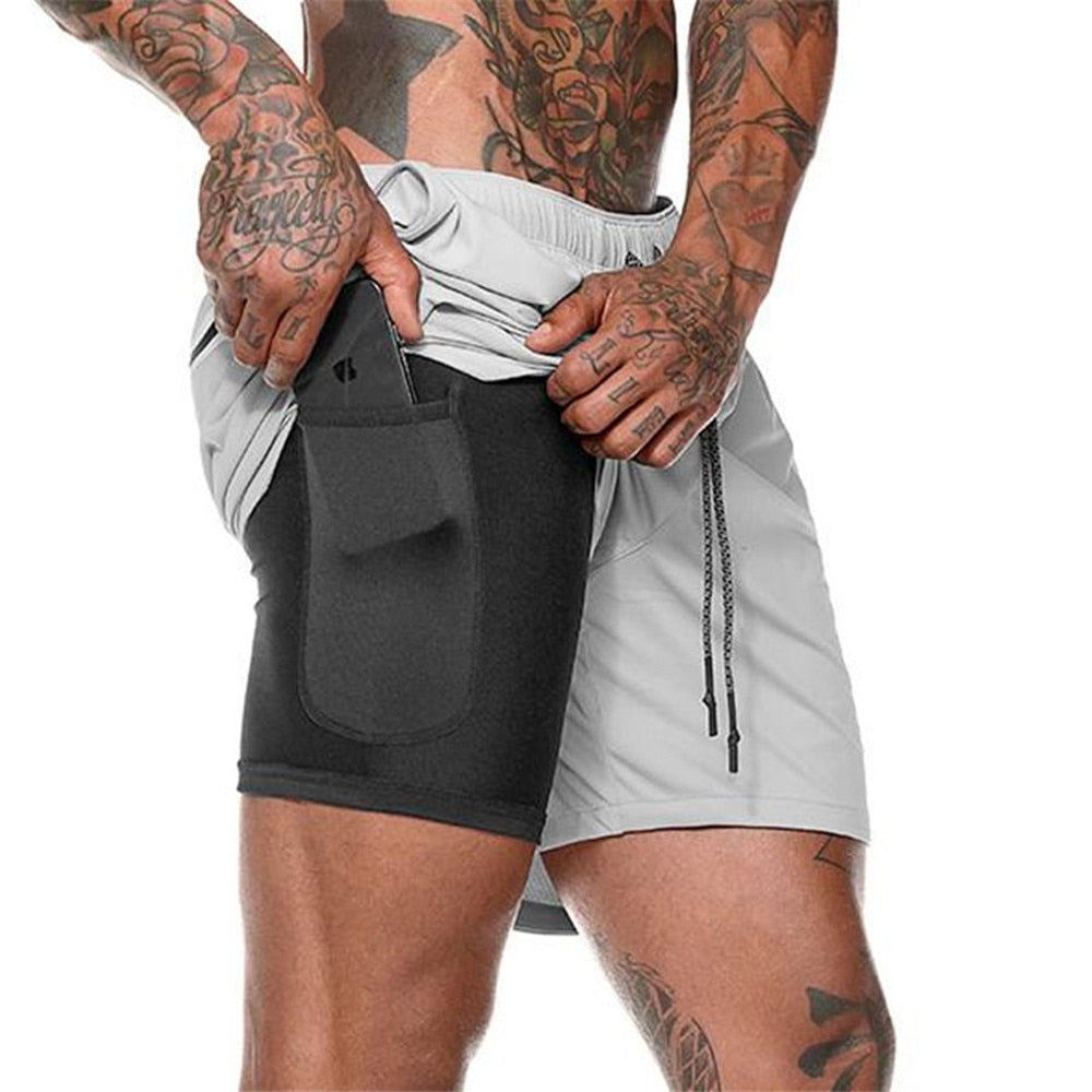 2 in 1 Running Shorts Jogging Gym Fitness Training