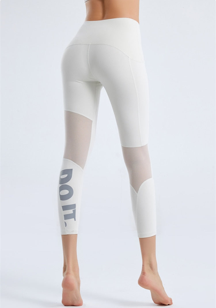 Summer New Tight Yoga Pants Female Mesh Stitching