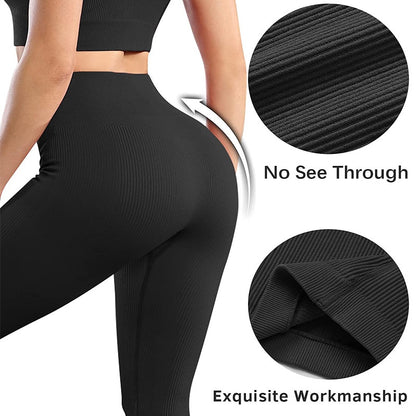 Ribbed Drawstring Yoga Pants Seamless Workout