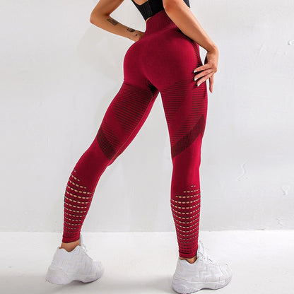 Women High Waist Hollow Yoga Leggings Seamless