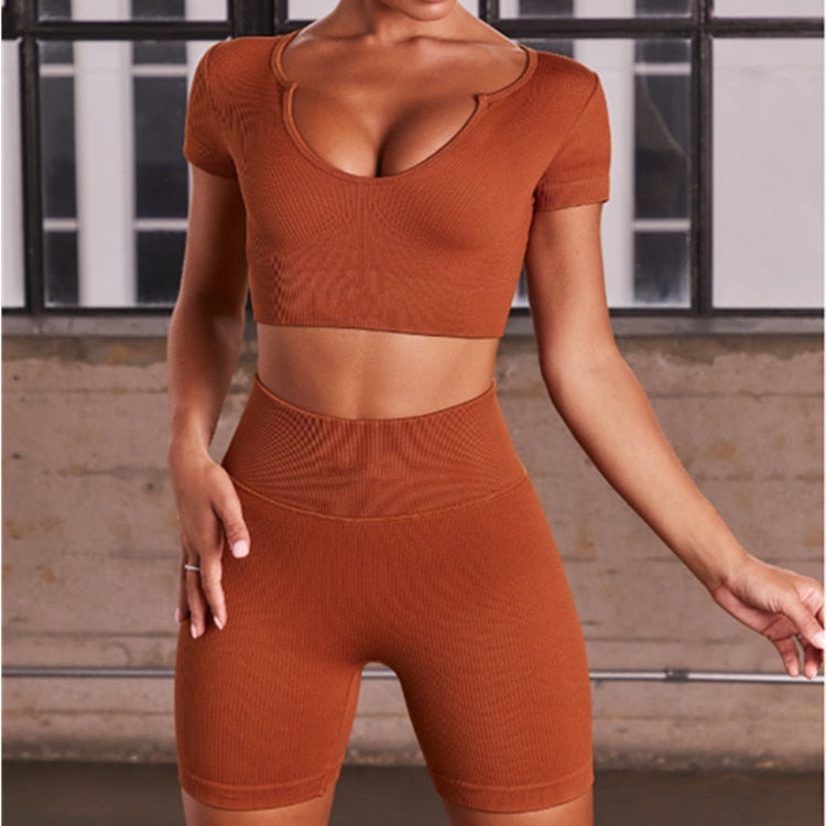 Ribbing Seamless Sport Set Women Two Piece