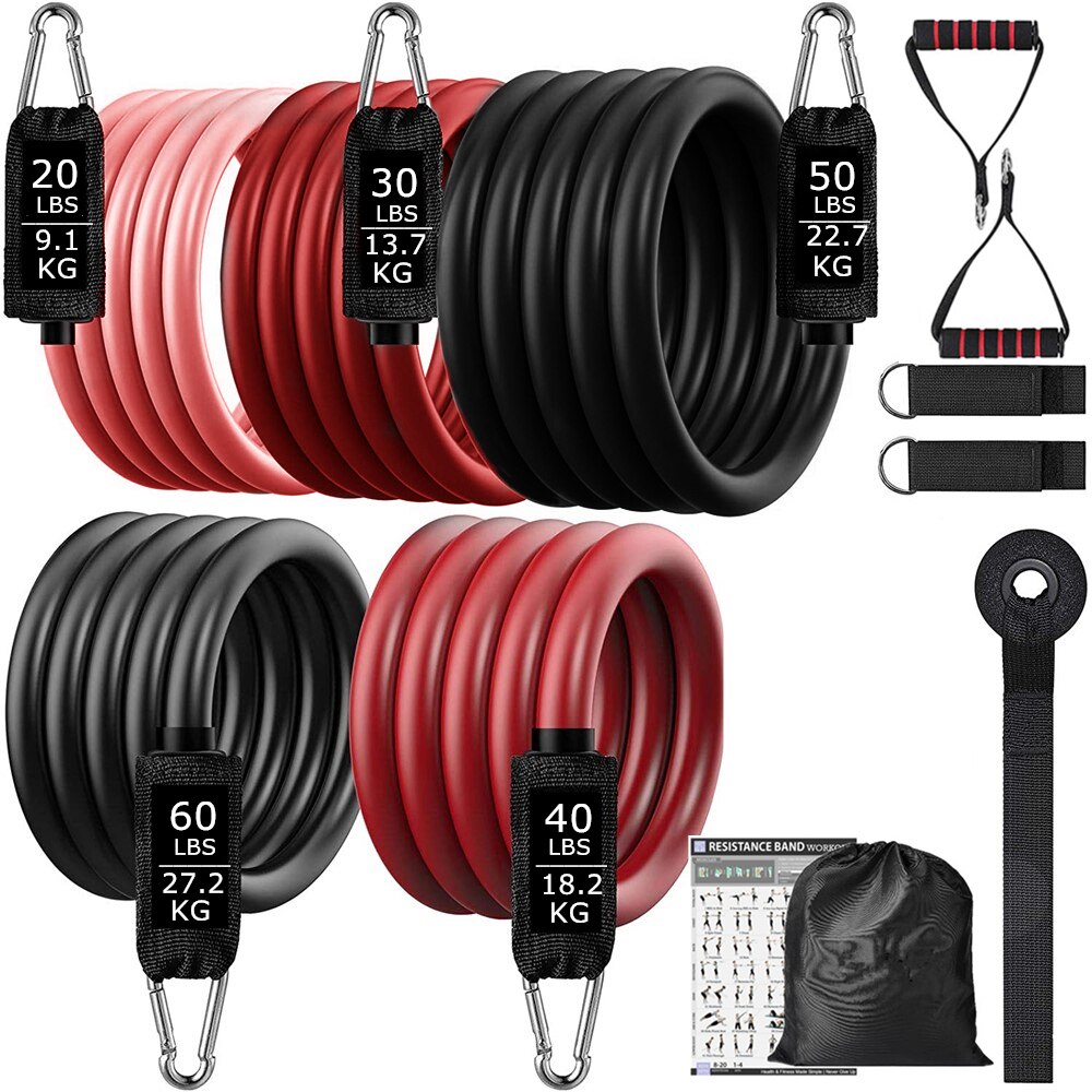 Fitness Exercises Resistance Bands Set Elastic