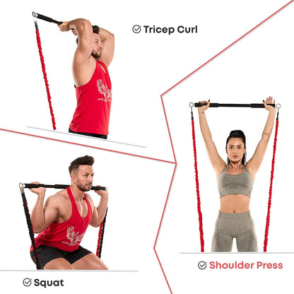 Workout Bar Fits All Resistance Bands with Clip