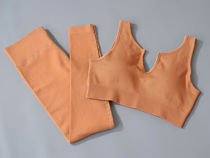 Ribbing Seamless Sport Set Women Two Piece