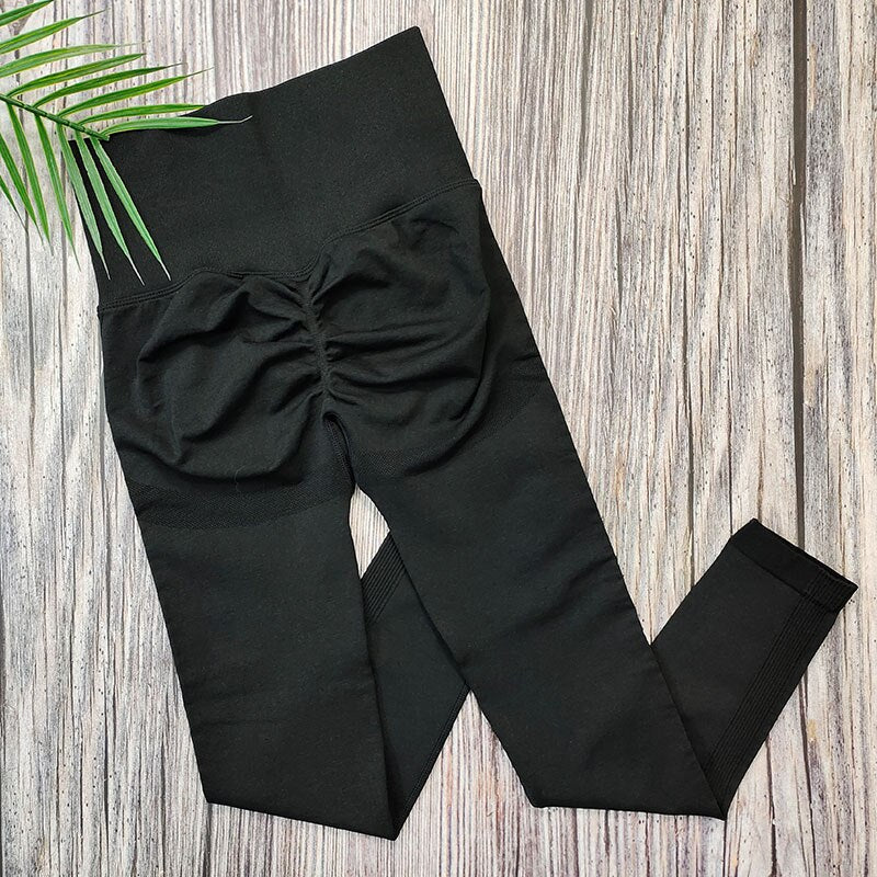 Ribbed Seamless High Waist Leggings Drawstring