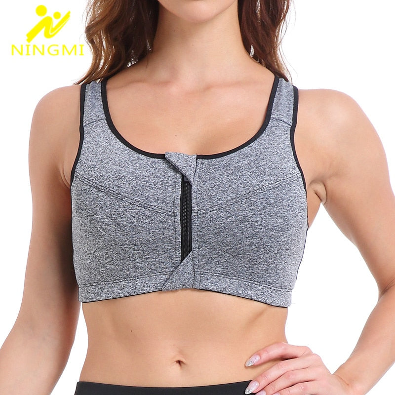 Sports Bra Hot Women Gym Fitness Zipper