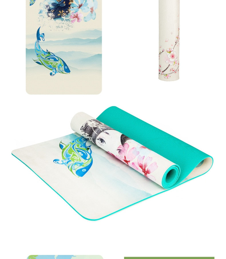 Lotus Pattern Suede TPE Yoga Mat Pad Non-slip Slimming