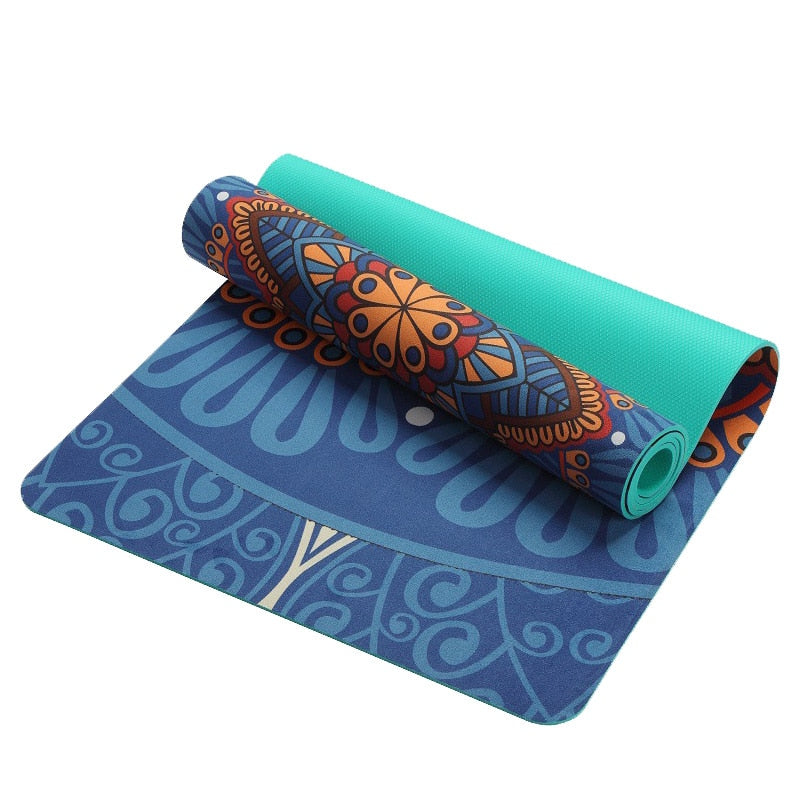 Lotus Pattern Suede TPE Yoga Mat Pad Non-slip Slimming