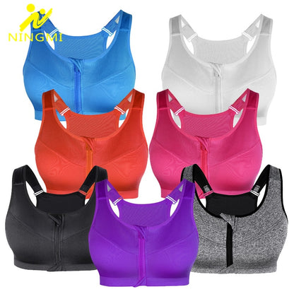 Sports Bra Hot Women Gym Fitness Zipper