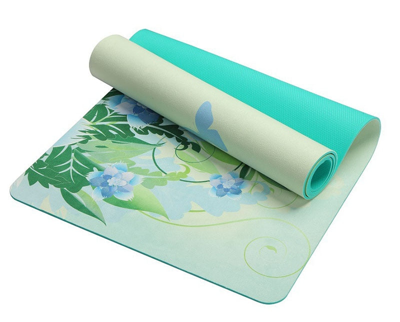 Lotus Pattern Suede TPE Yoga Mat Pad Non-slip Slimming