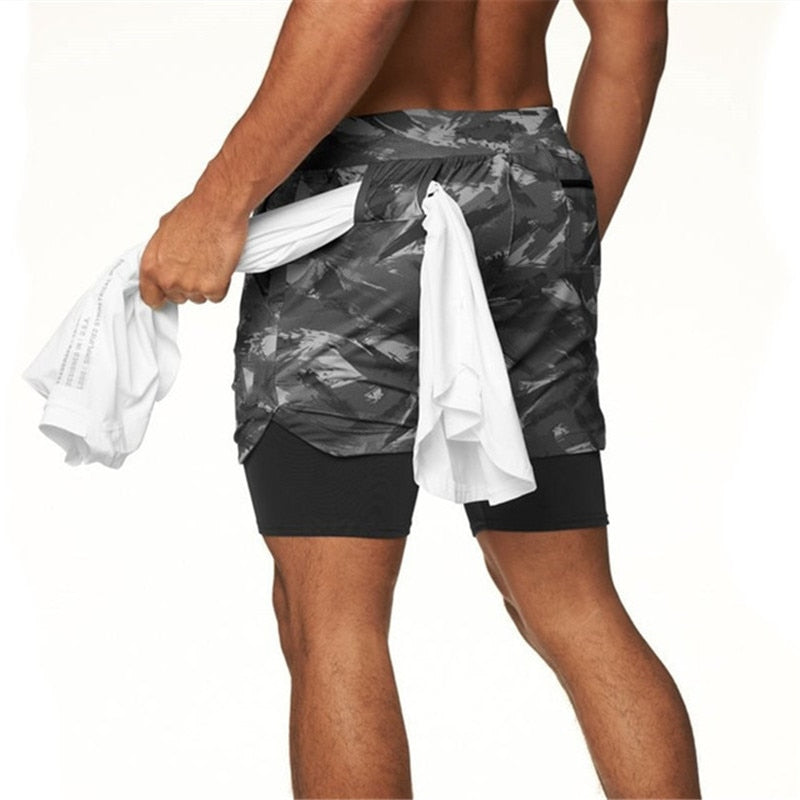 Running Shorts Men 2 In 1 Double-deck Quick Dry gym