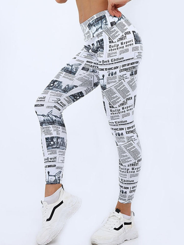 Newspaper Women Seamless Yoga Pants Push Up