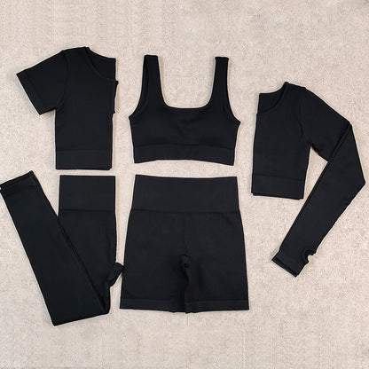 Ribbed Yoga Set Sportswear Women Suit