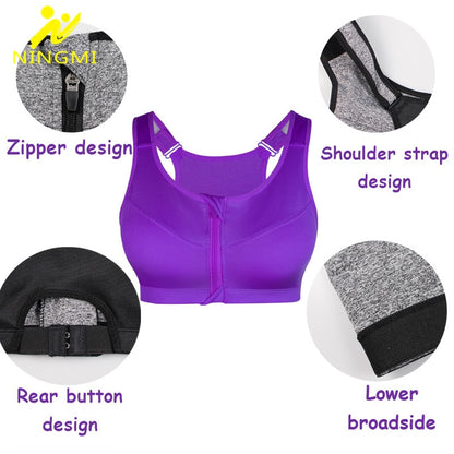 Sports Bra Hot Women Gym Fitness Zipper