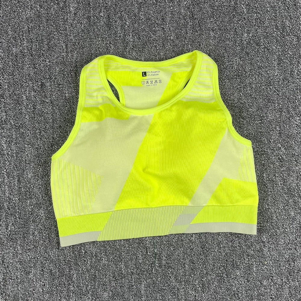 NEW Women Yoga Set Sport Bra and Shorts fluorescent