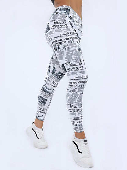 Newspaper Women Seamless Yoga Pants Push Up