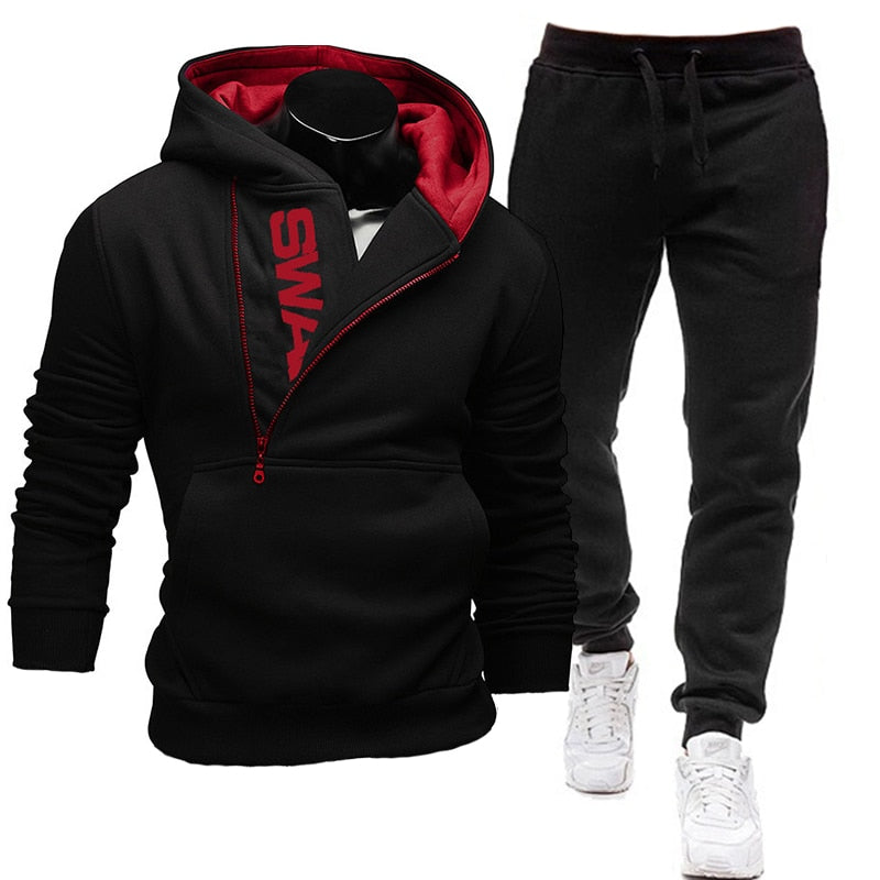 Men Tracksuit Casual 2 Pieces Set Zipper Sweatshirt and Sweatpants