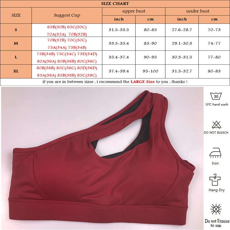 Sexy One Shoulder Solid Sports Bra Women Fitness