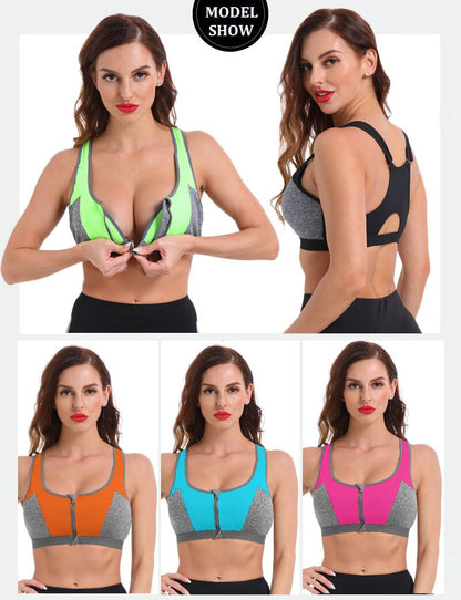 Women Zipper Push Up Sports Bras Sportswear