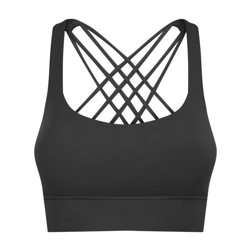 Shockproof Cross Straps Running Gym Sport Bras