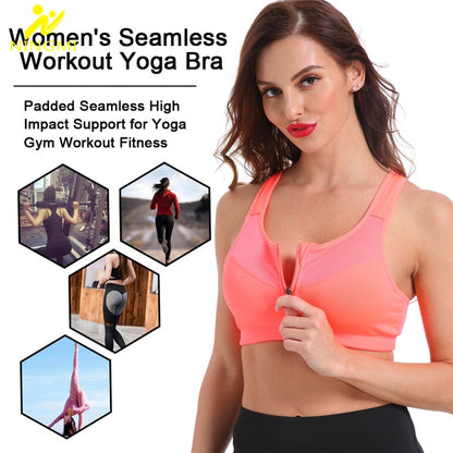 Sports Bra Hot Women Gym Fitness Zipper