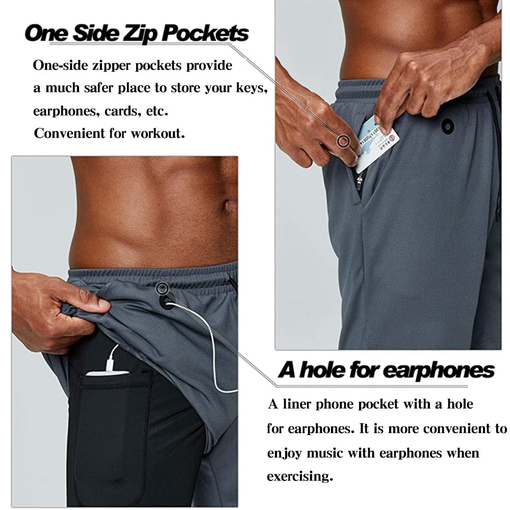 Running Shorts Men Fitness Gym Training Sports