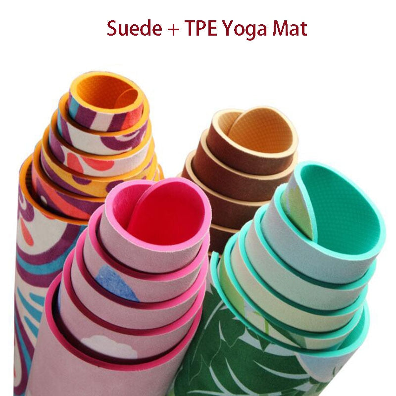 Lotus Pattern Suede TPE Yoga Mat Pad Non-slip Slimming