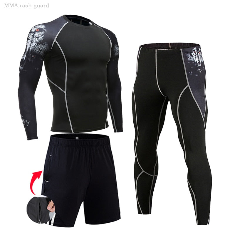 Men Compression Sportswear Suits Gym Tights