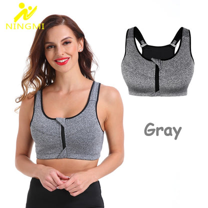 Sports Bra Hot Women Gym Fitness Zipper