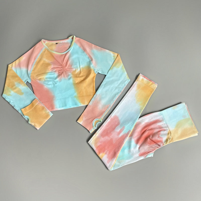 Tie Dyeing Women Sportswear Yoga Set Workout